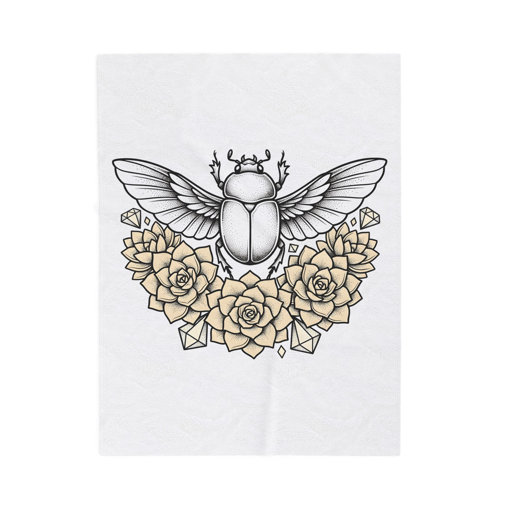 Scarab Bug Blanket Boho Chic Wildlife Gift Women Sketch Blanket Beetle Blanket Hippie Fan Hand Drawn Blanket Wildlife Graphic Modern Cactus Flowers
