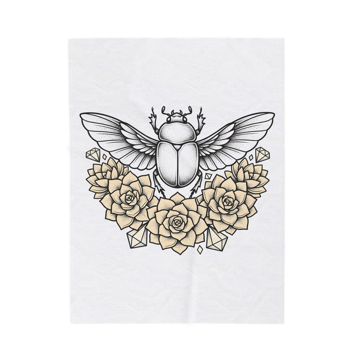 Scarab Bug Blanket Boho Chic Wildlife Gift Women Sketch Blanket Beetle Blanket Hippie Fan Hand Drawn Blanket Wildlife Graphic Modern Cactus Flowers