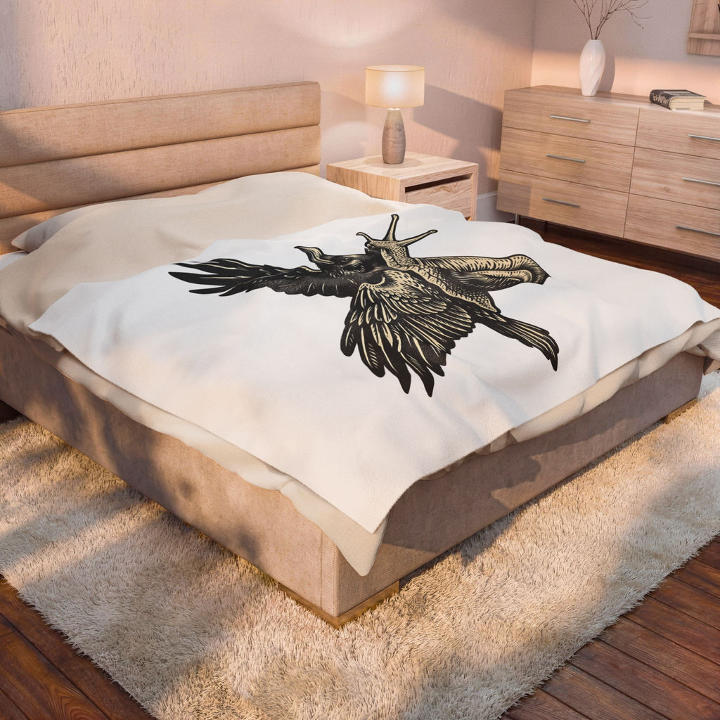 Slug Raven Blanket Funny Wildlife Gift Women Classic Blanket Raven Blanket Humor Fan Vintage Blanket Animal Graphic Doodle Wings Blanket