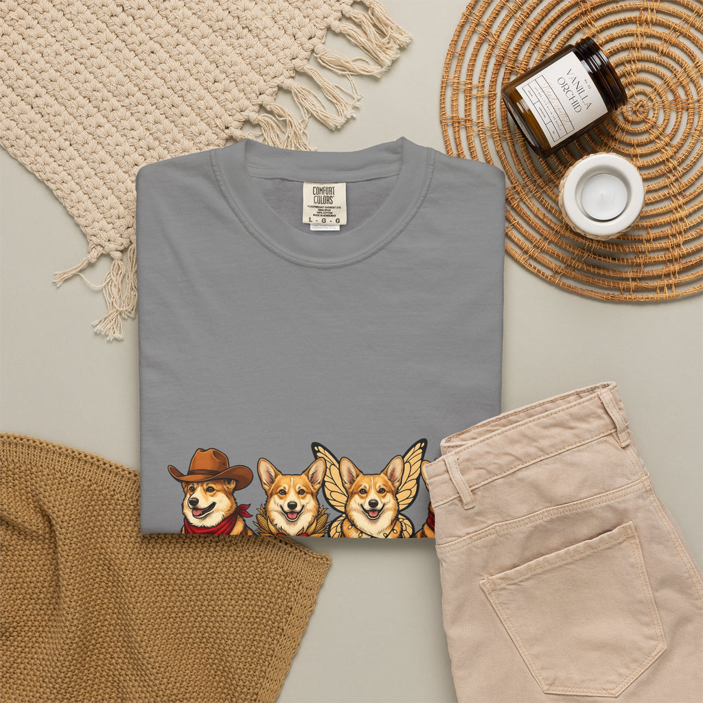 Corgi Dogs T-Shirt Dog Animals Gift Women Cartoon T-Shirt Pembroke Welsh Corgi T-Shirt Dog Fan Pet Graphic Corgi Illustration Kawaii Costumes