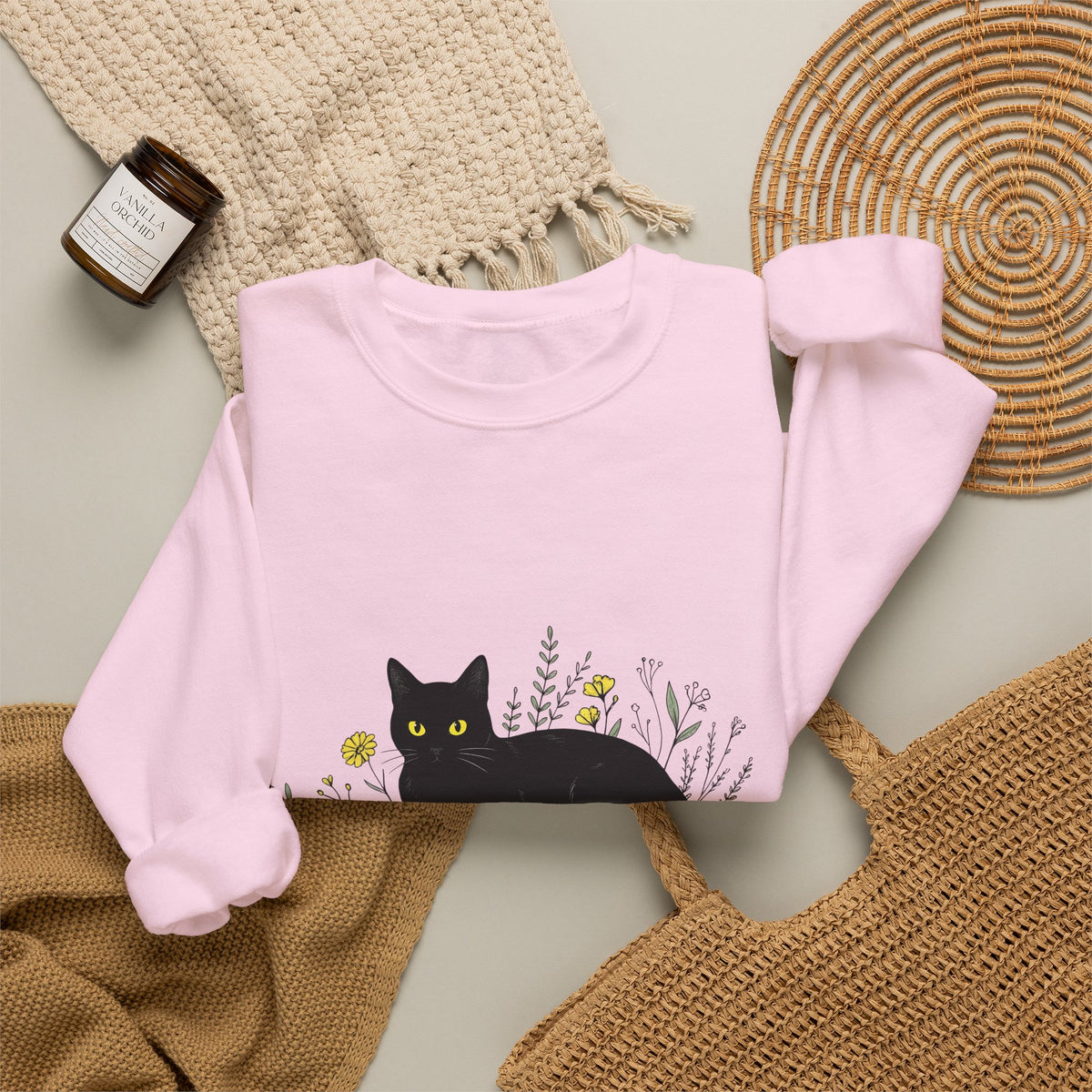 Black Cat Sweatshirt Cat Witchcraft Gift Women Botanical Sweatshirt Cat Sweatshirt Feline Fan Botanical Sweatshirt Occult Graphic Vintage Tarot Cards Sweatshirt