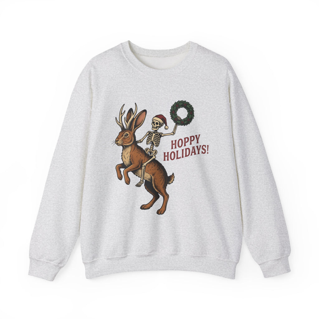 Jackalope Skull Sweatshirt Christmas Jokes Gift Women Antique Sweatshirt Rabbit Skull Sweatshirt Xmas Fan Vintage Sweatshirt Pun Graphic Doodle Circle Sweatshirt