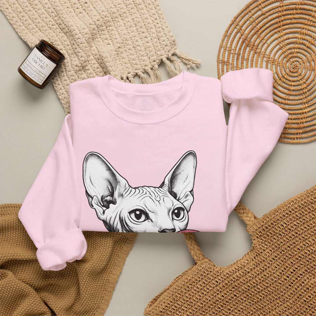 Sphynx Feline Sweatshirt Cat Pet Supplies Gift Women Neo Traditional Sweatshirt Cat Sweatshirt Cat Fan Faux Illustration Pet Accessories Graphic Clean