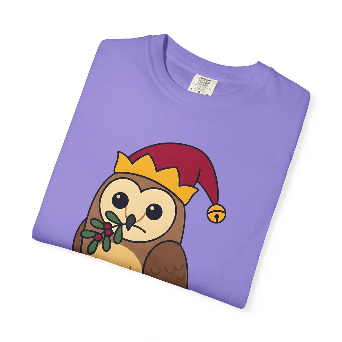 Owl Print T-Shirt Christmas Fauna Gift Women Playful T-Shirt Owl T-Shirt Christmas Fan Hoot Graphic Wildlife Illustration Fun Pine T-Shirt