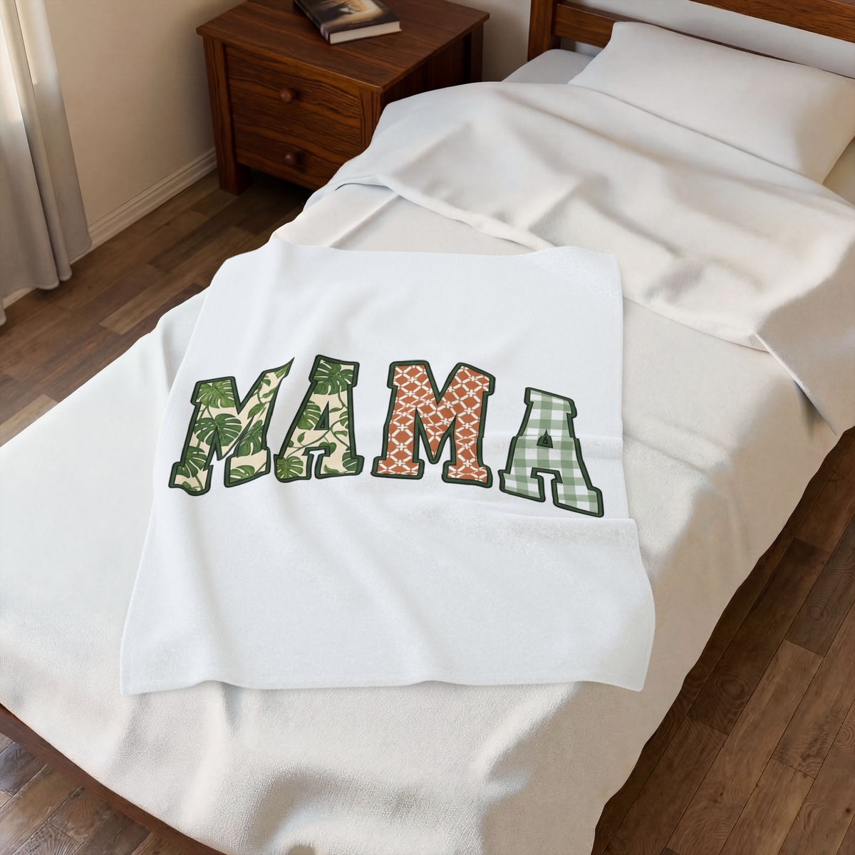 Patterned Letter Patches Blanket Moms Clan Gift Women Cabin Blanket Lettering Blanket Motherhood Enthusiast Rustic Blanket Tribe Graphic Country