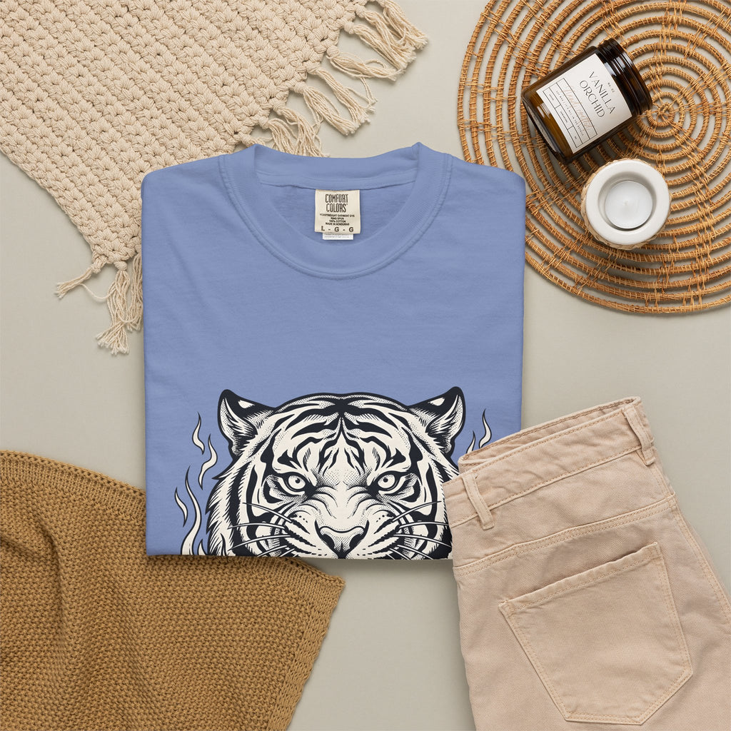 Tiger Face T-Shirt Tiger Wildlife Gift Women Tribal T-Shirt Tiger T-Shirt Tiger Fan Big Cat Graphic Retro Fire T-Shirt