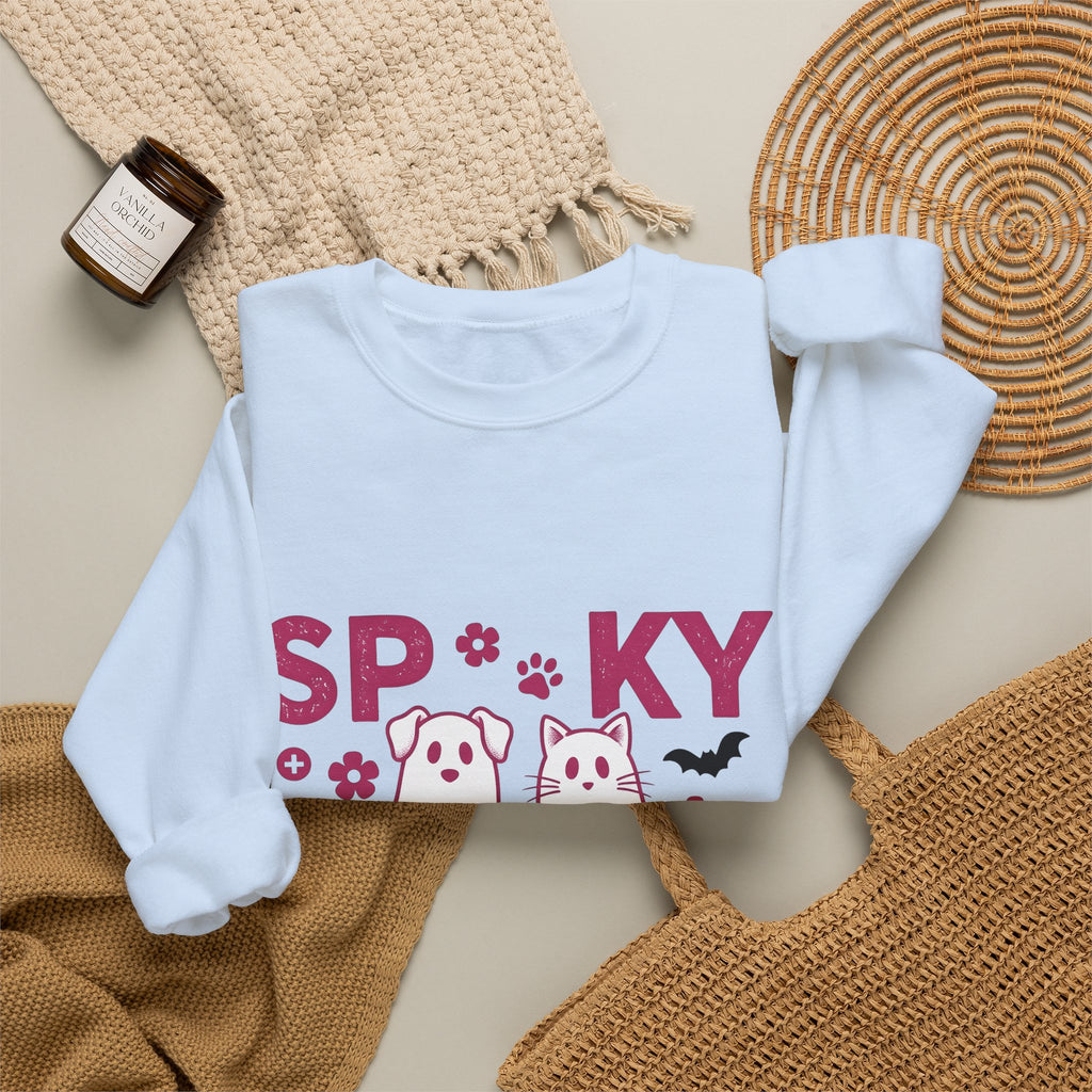 Spooky Dog Cat Sweatshirt Vet Tech Holiday Gift Women Adorable Sweatshirt Halloween Cat Sweatshirt Veterinary Technician Fan Cute Sweatshirt Christmas Graphic
