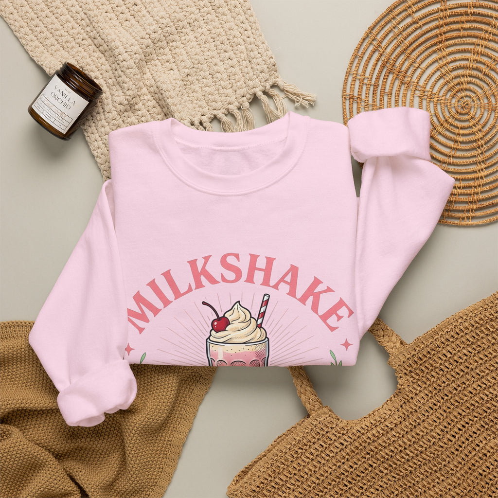 Milkshake Illustration Sweatshirt Desserts Cafe Gift Women Antique Sweatshirt Shake Sweatshirt Dessert Fan Retro Sweatshirt Coffee Graphic Vintage-Inspired