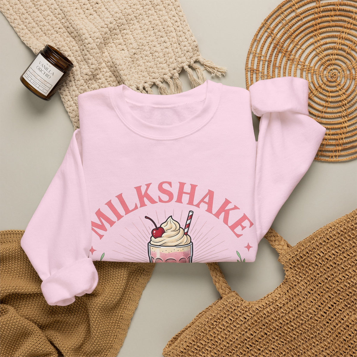Milkshake Illustration Sweatshirt Desserts Cafe Gift Women Antique Sweatshirt Shake Sweatshirt Dessert Fan Retro Sweatshirt Coffee Graphic Vintage-Inspired