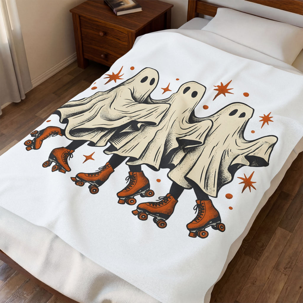 Apparition Skate Blanket Halloween Rollerblade Gift Women Hand Drawn Blanket Skateboard Blanket Spooky Fan Hand Drawn Blanket Inline Skate Graphic