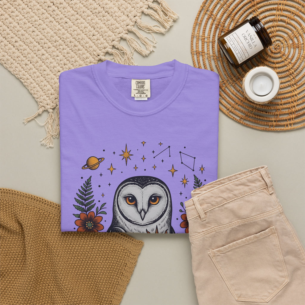 Owl Sun Boho Chic Nature Gift Boho Hoot Bohemian Fan Hippie Environmental Vintage Floral T-Shirt