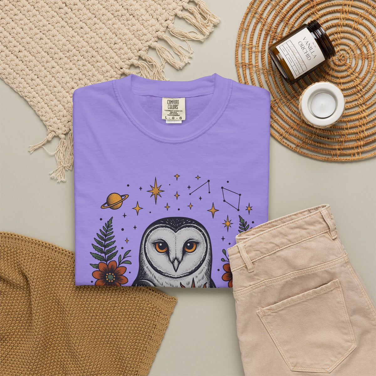 Owl Sun Boho Chic Nature Gift Boho Hoot Bohemian Fan Hippie Environmental Vintage Floral T-Shirt