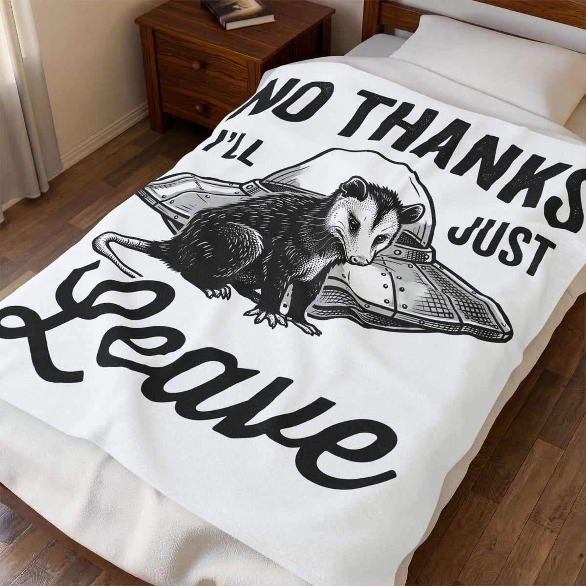 Opossum Ufo Blanket Funny Critter Gift Women Sketch Blanket Possum Ufo Blanket Humor Fan Cartoon Blanket Creature Graphic Doodle Alien Ship Blanket