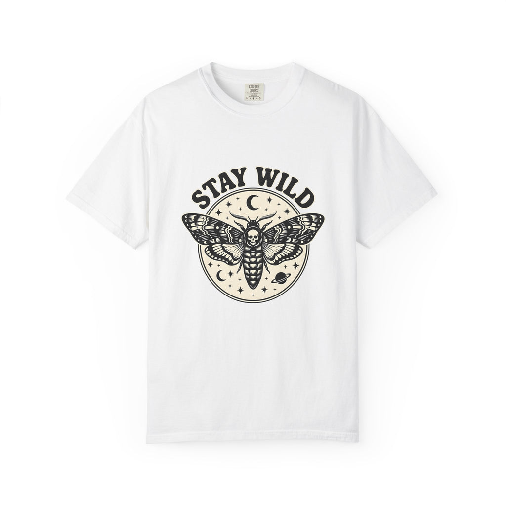 Moth Skull T-Shirt Boho Chic Celestial Gift Women Gothic T-Shirt Insect T-Shirt Bohemian Fan Dark T-Shirt Astrology Graphic Vintage Moon T-Shirt