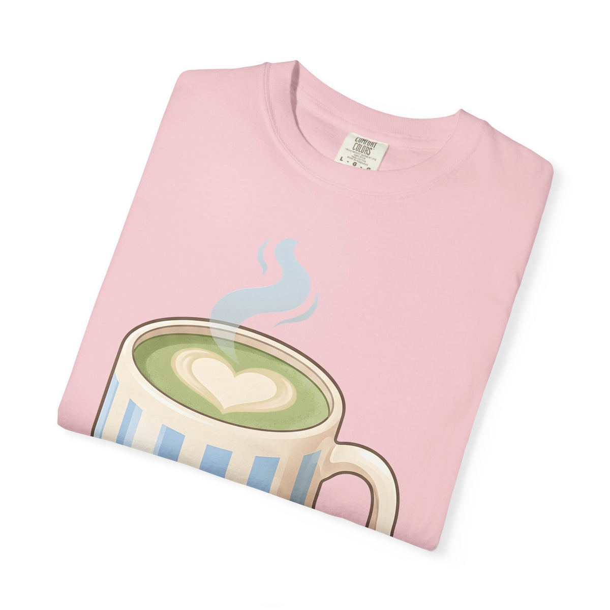 Matcha Latte T-Shirt Coffee Foodie Gift Women Kawaii T-Shirt Green Tea T-Shirt Coffee Fan Cute T-Shirt Food Graphic Minimalist Heart Steam T-Shirt