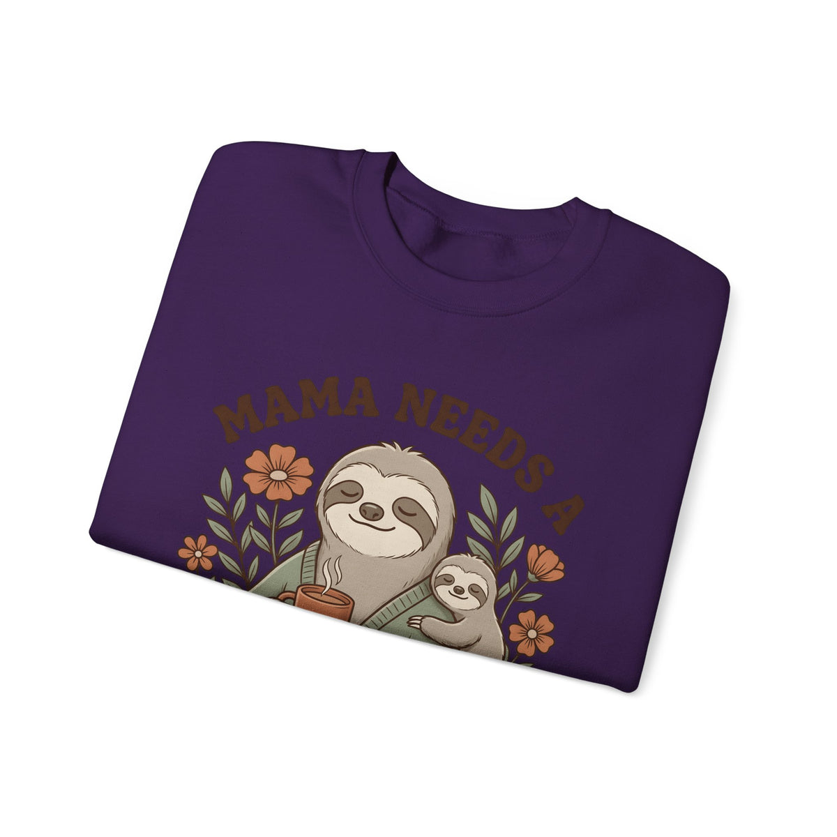 Sloth Mother Moms Espresso Gift Kawaii Sloth Mom Enthusiast Cute Coffee Sketch Blossoms Sweatshirt