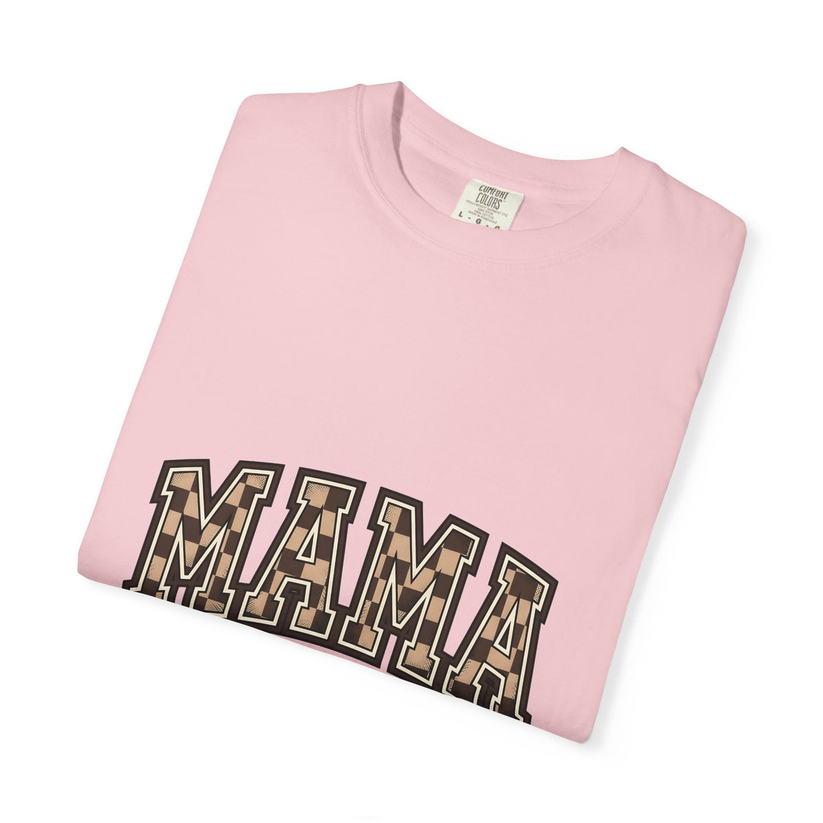 Checkered Varsity Letters T-Shirt Mama Baby Gift Women Powerful T-Shirt Varsity Jacket T-Shirt Mom Fan Bold T-Shirt Infant Graphic Old School Grid