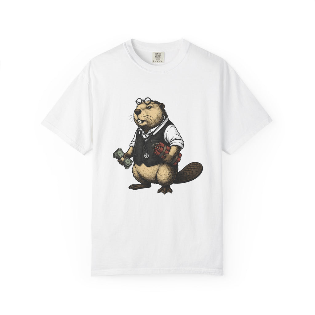 Beaver Apparel T-Shirt Funny Fauna Gift Women Caricature T-Shirt Beaver T-Shirt Humor Fan Cartoon T-Shirt Wildlife Graphic Old School Cash Money
