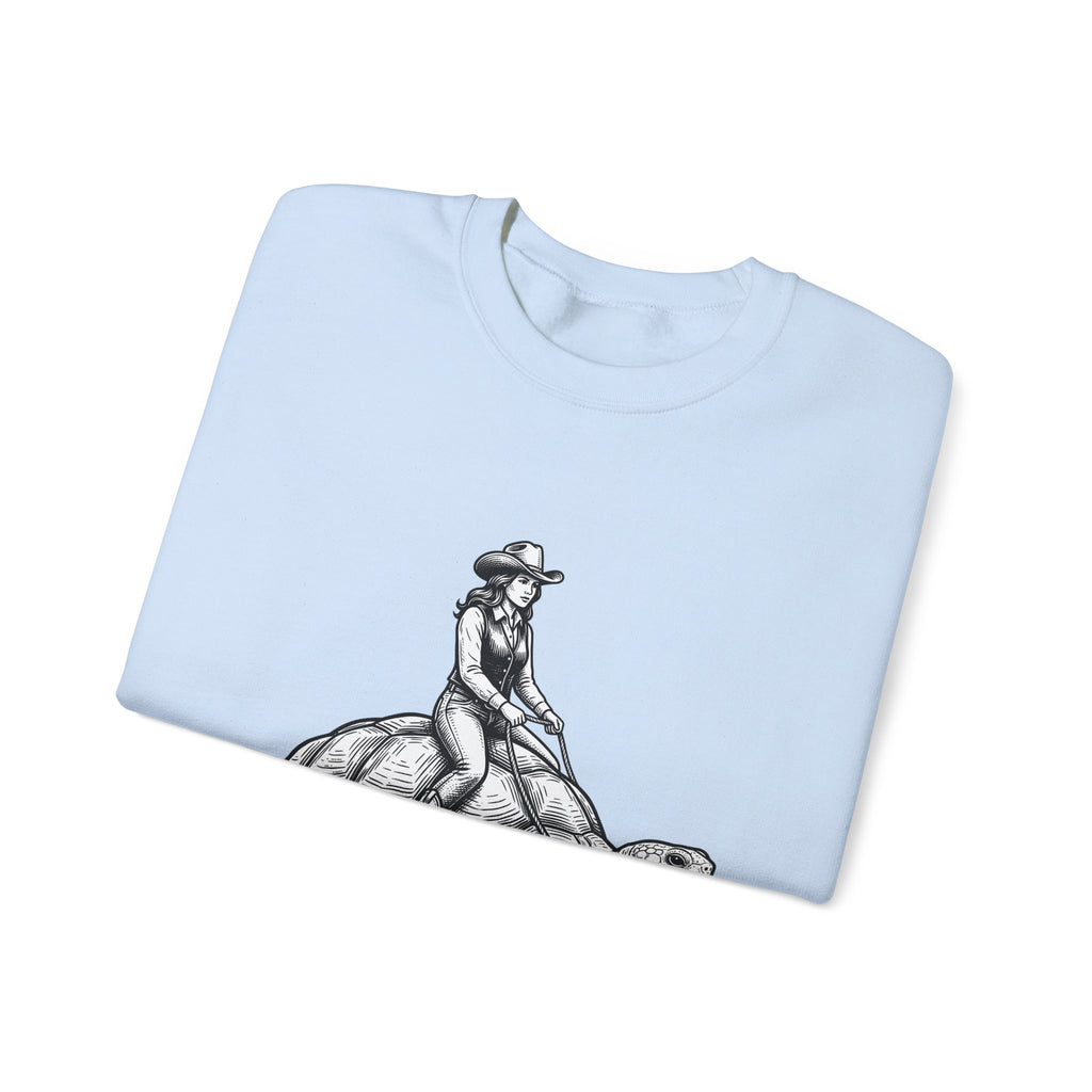 Cowgirl Riding Tortoise Sweatshirt Cowgirl Western Gift Women Vintage Sweatshirt Cowgirl Riding Turtle Sweatshirt Rodeo Fan Retro Sweatshirt Western Design
