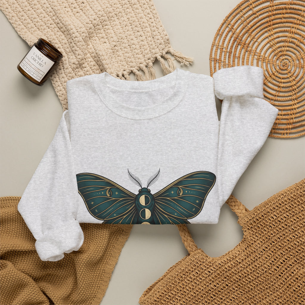 Luna Butterfly Sweatshirt Boho Chic Astrology Gift Women Mystical Sweatshirt Butterfly Sweatshirt Bohemian Enthusiast Magical Sweatshirt Zodiac Graphic Retro