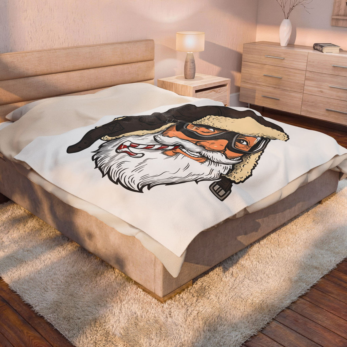 Santa Aviator Blanket Christmas Celebration Gift Women Comic Blanket Kris Kringle Blanket Xmas Fan Comic Art Blanket Party Graphic Retro Peppermint