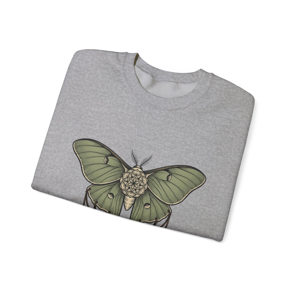 Luna Moth Sweatshirt Boho Chic Nature Gift Women Tattoo Sweatshirt Actias Luna Sweatshirt Hippie Fan Tribal Sweatshirt Environmental Graphic Vintage Crystals