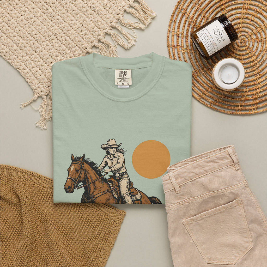 Barrel Racing T-Shirt Cowgirl Livestock Gift Women Cowboy T-Shirt Barrel Racing T-Shirt Rodeo Fan Western T-Shirt Cattle Graphic Retro Horse T-Shirt