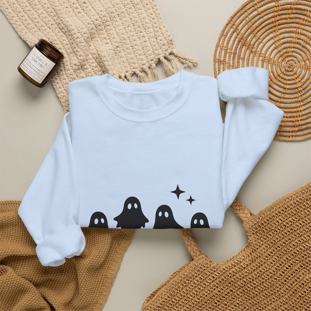 Ghost Halloween Spooky Gift Minimalist Specter Horror Fan Ghostly Creepy Silhouette Sweatshirt