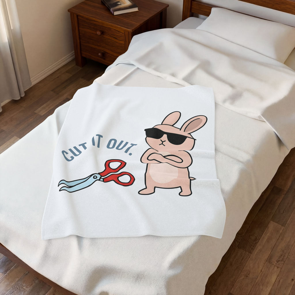 Bunny Sunglasses Blanket Teacher Humor Gift Women Cartoon Blanket Rabbit Shades Blanket Educator Enthusiast Comic Blanket Funny Graphic Minimalist