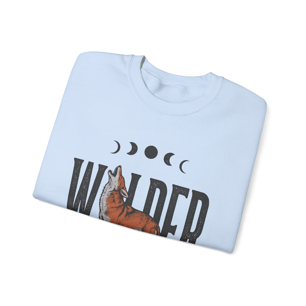 Howling Wolf Sweatshirt Boho Chic Nature Gift Women Vintage Sweatshirt Wolf Sweatshirt Bohemian Fan Retro Sweatshirt Environmental Graphic Hand Drawn Moon