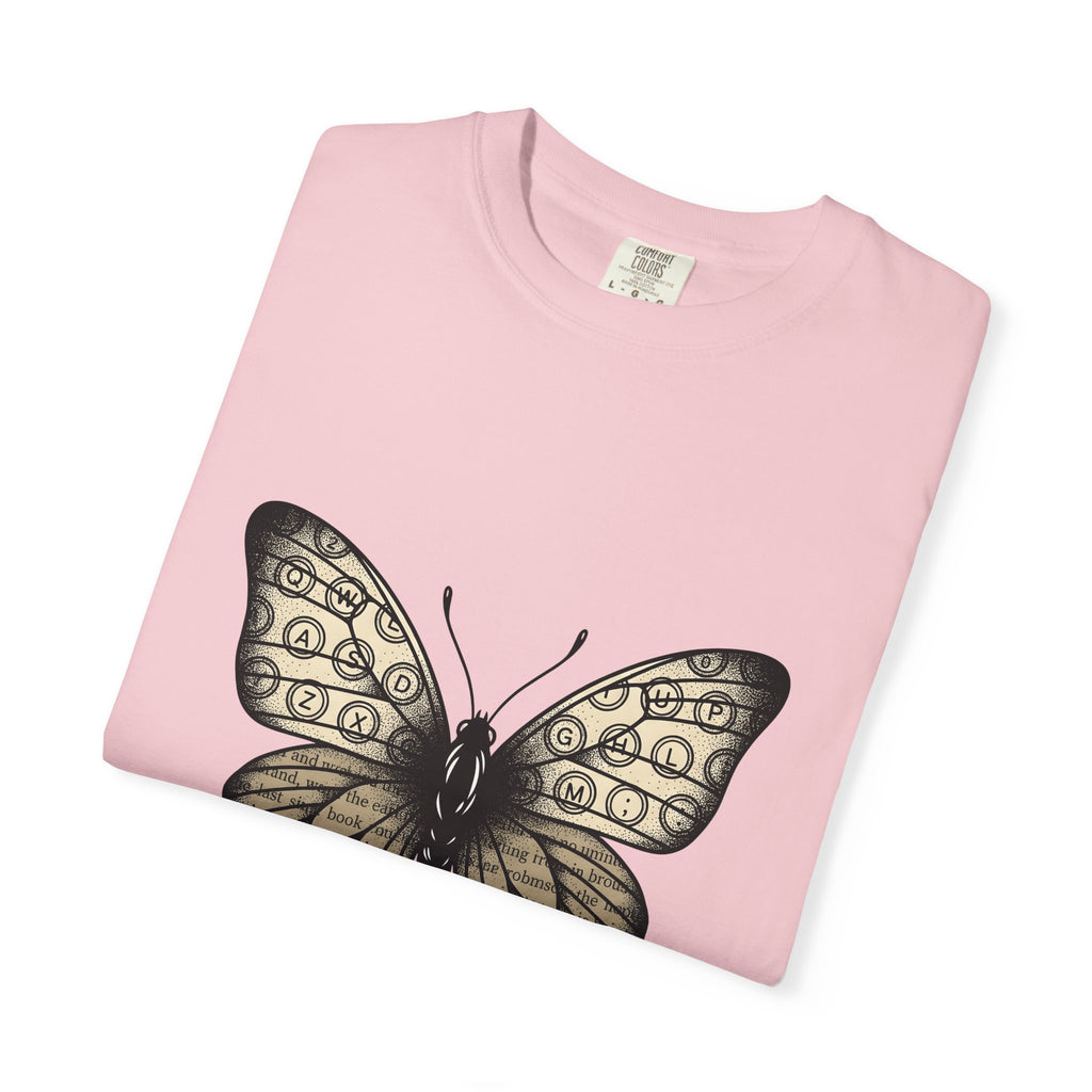 Butterfly Design T-Shirt Moms Environment Gift Women Sketch T-Shirt Butterfly T-Shirt Motherhood Fan Illustration Graphic Cartoon Keyboard Keys