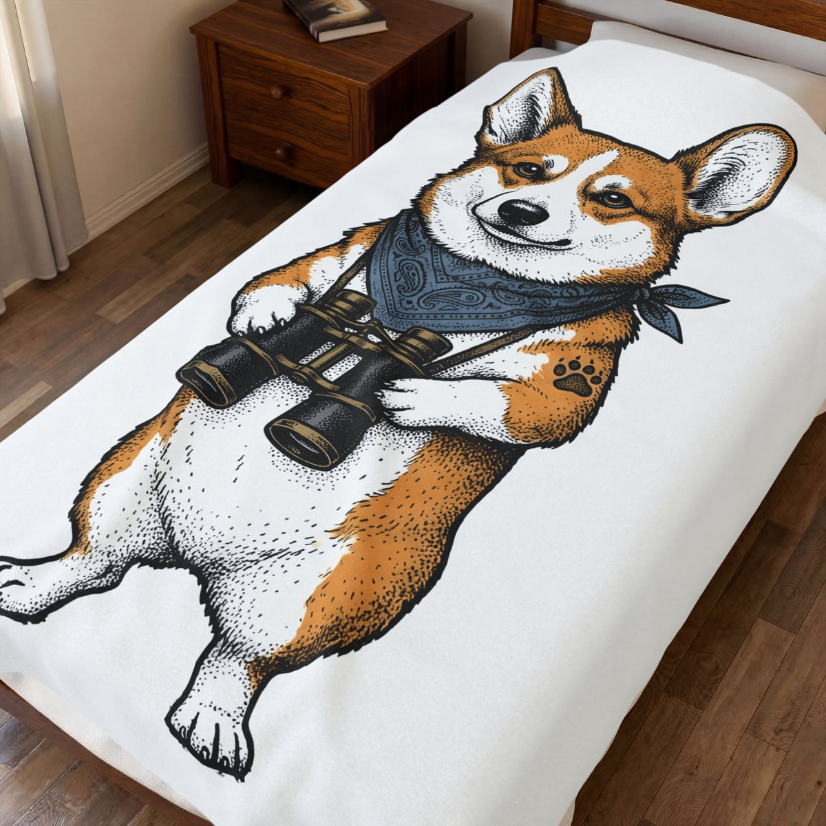Corgi Puppy Blanket Dog Pets Gift Women Sketch Blanket Puppy Blanket Dog Fan Pup Drawing Pet Graphic Retro Spyglass Blanket