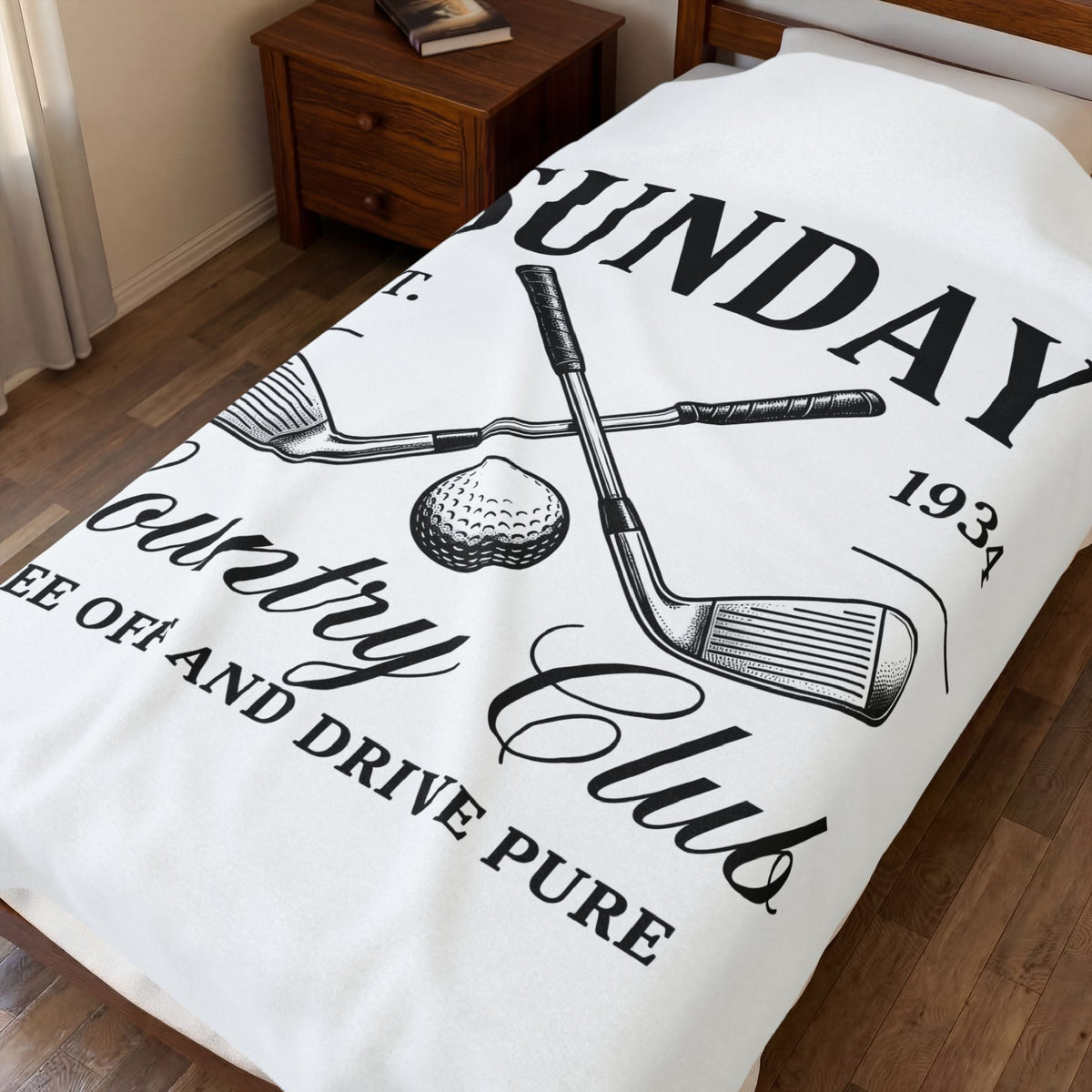 Golf Clubs Ball Blanket Golf Country Club Gift Women Vintage Blanket Golf Ball Blanket Golfer Enthusiast Retro Blanket Clubhouse Graphic Hand Drawn