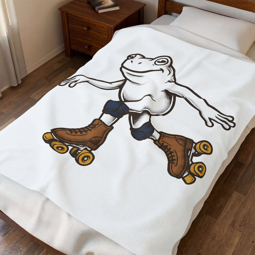 Skating Frog Blanket Sports Wildlife Gift Women Comic Blanket Toad Blanket Athlete Fan Cartoon Blanket Animal Graphic Vintage Pads Blanket