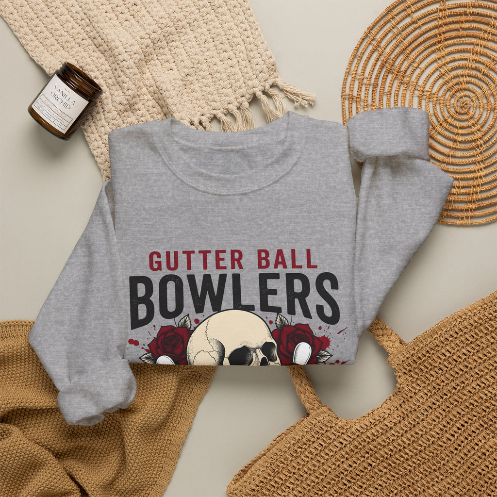 Skull Bowling Pins Sweatshirt Bowling Humor Gift Women Tattoo Sweatshirt Bowling Pin Sweatshirt Bowling Fan Traditional Sweatshirt Funny Graphic Vintage Roses