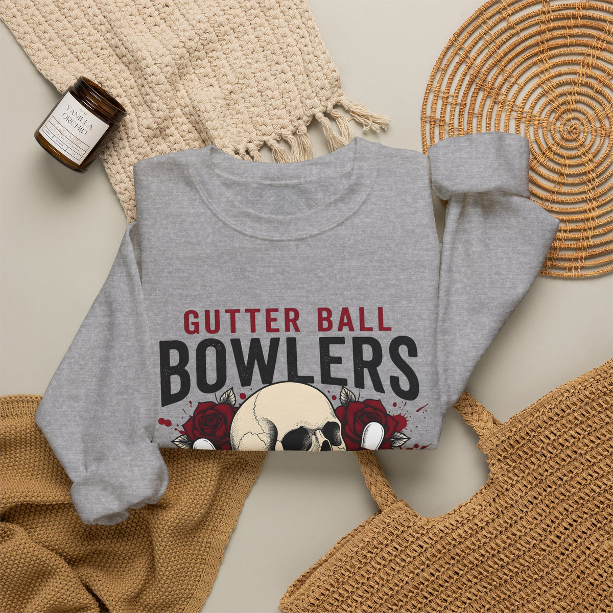 Skull Bowling Pins Sweatshirt Bowling Humor Gift Women Tattoo Sweatshirt Bowling Pin Sweatshirt Bowling Fan Traditional Sweatshirt Funny Graphic Vintage Roses