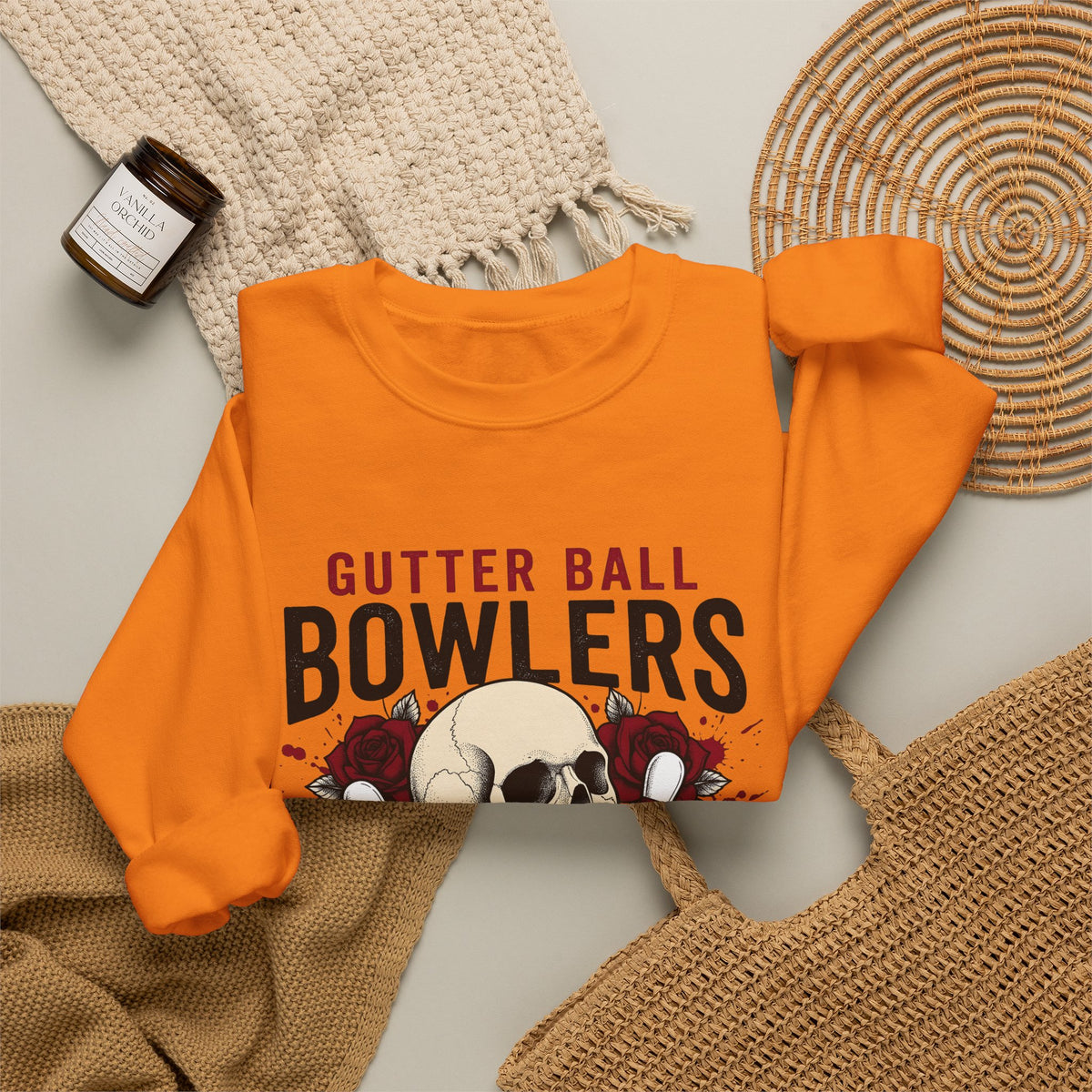 Skull Bowling Pins Sweatshirt Bowling Humor Gift Women Tattoo Sweatshirt Bowling Pin Sweatshirt Bowling Fan Traditional Sweatshirt Funny Graphic Vintage Roses