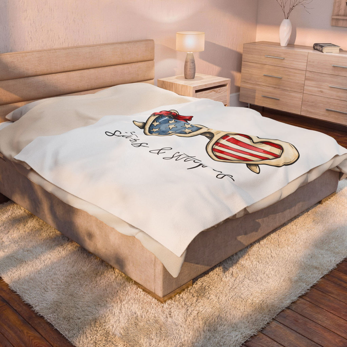 Heart Glasses Blanket 4th Of July Independence Gift Women Gouache Blanket Specs Blanket Patriotic Fan Handpainted Blanket Freedom Graphic Line Art