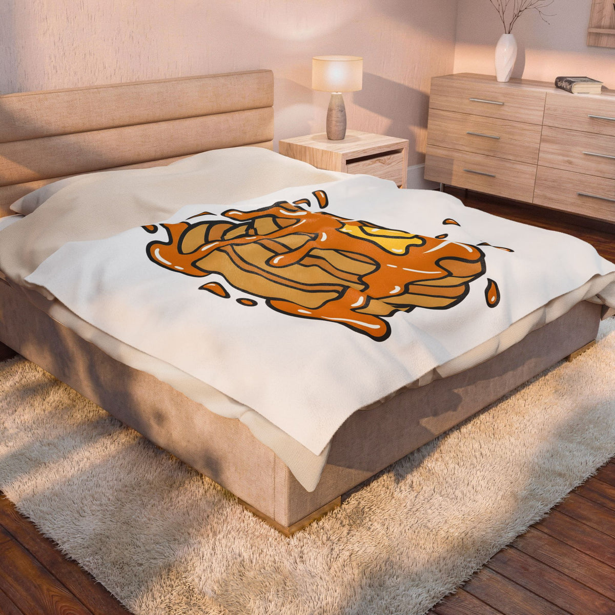 Pancake Stack Desserts Breakfast Gift Cartoon Pancakes Sweets Fan Cartoony Morning Bold Syrup Blanket