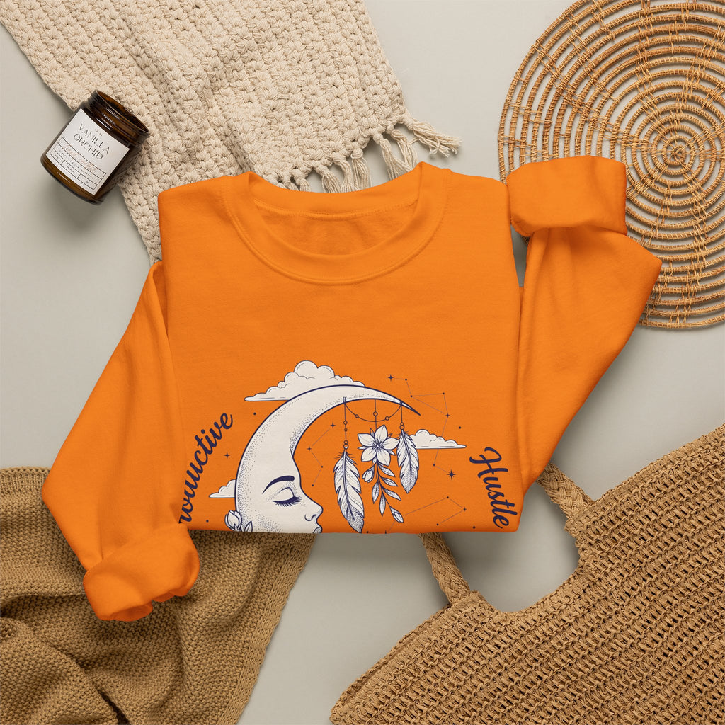 Moon Crescent Sweatshirt Boho Chic Night Sky Gift Women Tribal Sweatshirt Lunar Sweatshirt Bohemian Fan Ethnic Sweatshirt Galaxy Graphic Outline Wings Sweatshirt