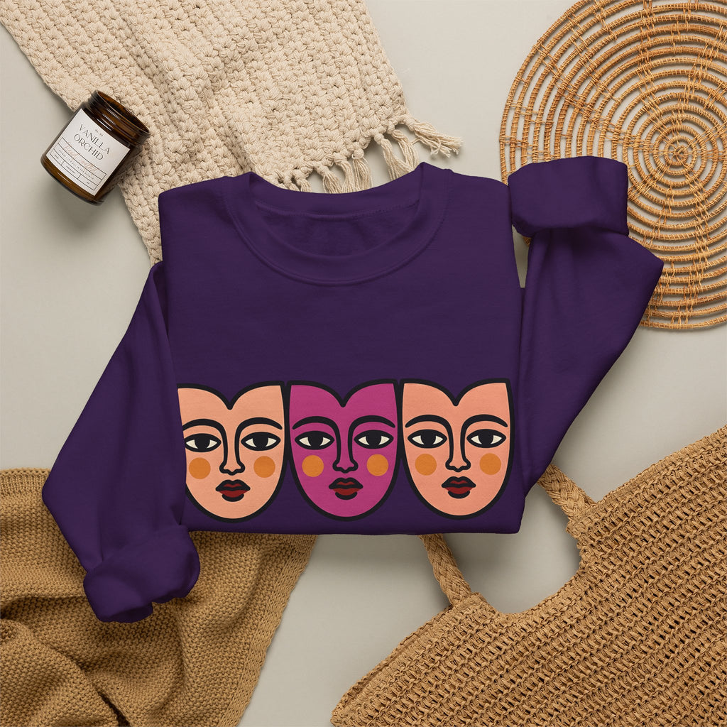 Abstract Faces Sweatshirt Abstract Art Gift Women Modern Sweatshirt Faces Sweatshirt Art Fan Contemporary Sweatshirt Artistic Graphic Minimal Bold Outlines