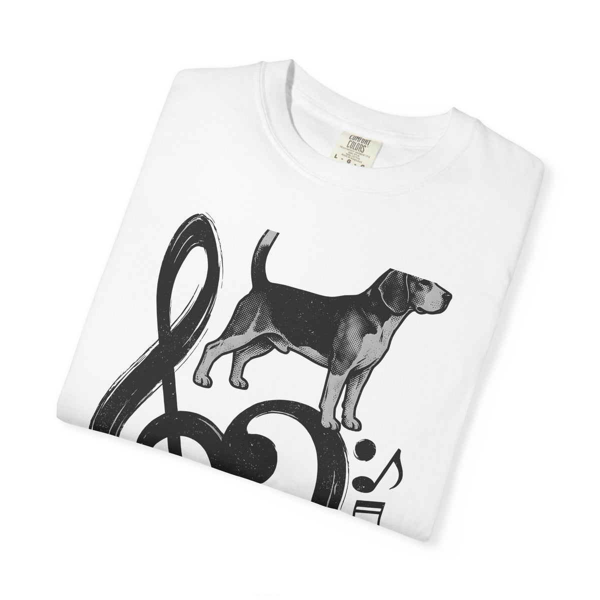 Beagle Pet T-Shirt Dog Sound Gift Women Classic T-Shirt Hound T-Shirt Dog Fan Puppy T-Shirt Music Graphic Doodle Note Symbols T-Shirt