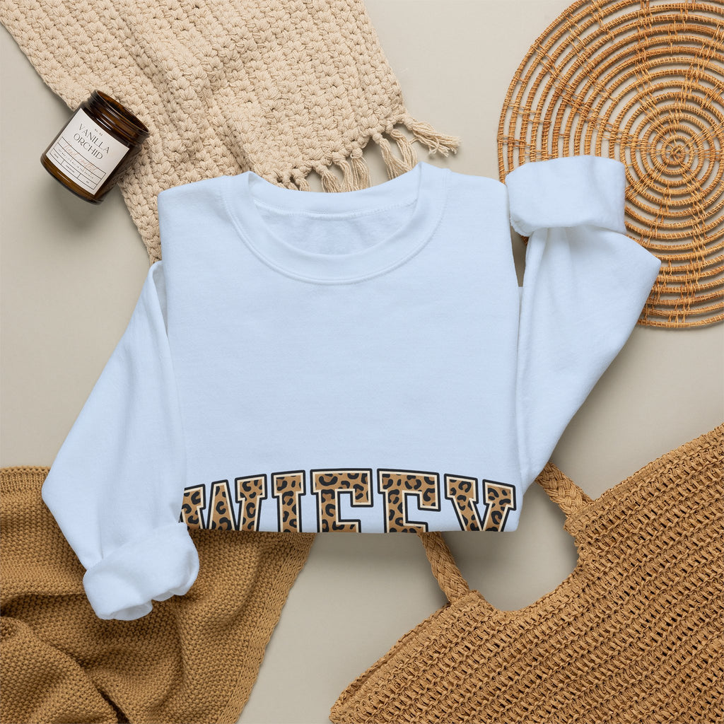 Leopard Pattern Letters Sweatshirt Moms Bridal Gift Women Strong Sweatshirt Alphabet Sweatshirt Motherhood Enthusiast Bold Sweatshirt Wedding Graphic Vintage
