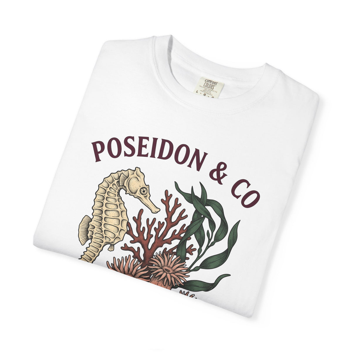 Seahorse Ocean Coastal Gift Old School Seahorse Marine Fan Sea Creature Coastal Ink T-Shirt