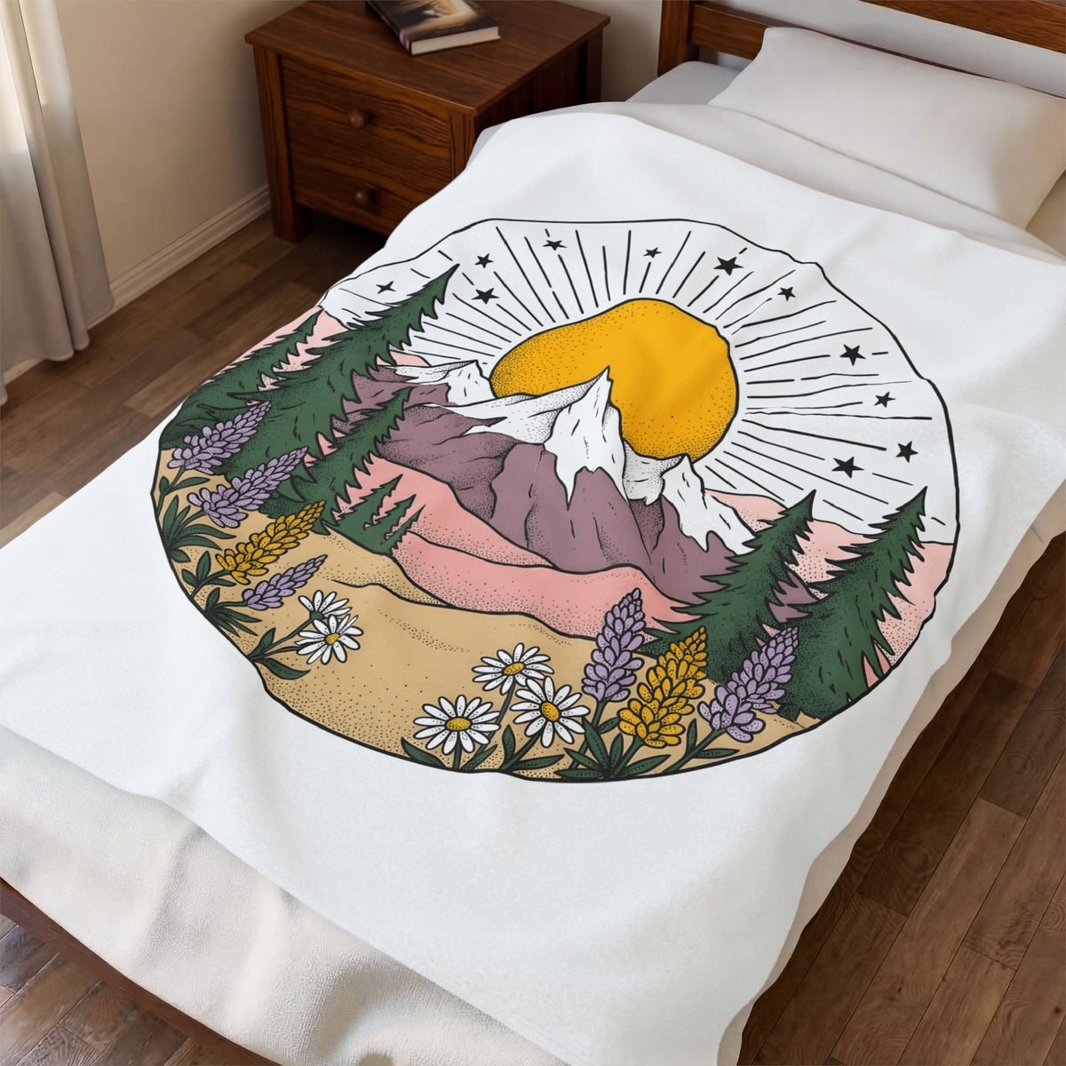 Mountain Scenery Blanket Nature Camping Gift Women Rustic Blanket Landscape Blanket Outdoors Enthusiast Distressed Blanket Outdoor Graphic Vintage