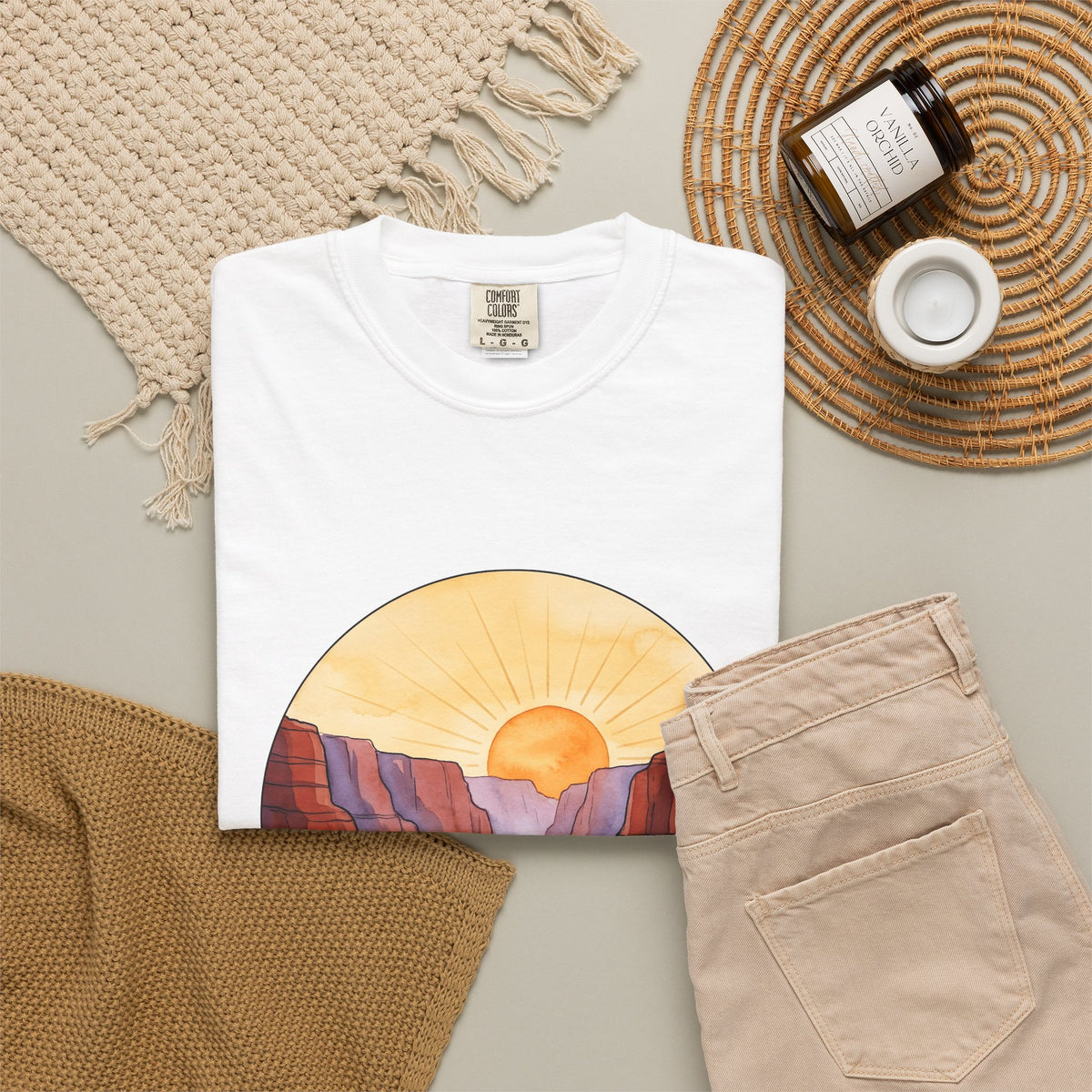 Desert Canyon T-Shirt Nature Hiking Gift Women Hand Painted T-Shirt Canyon T-Shirt Outdoors Enthusiast Painted T-Shirt Trekker Graphic Retro Dawn