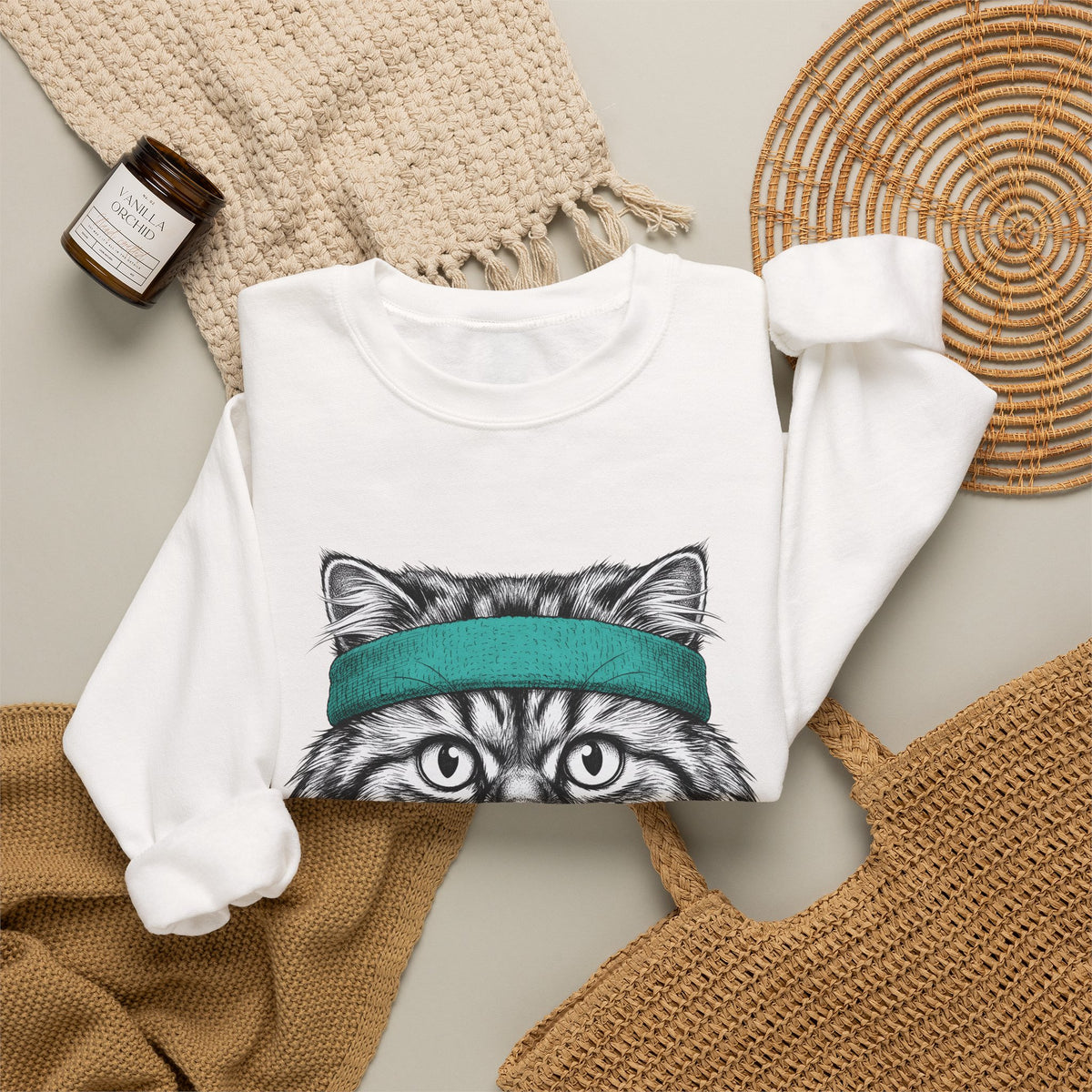 Striped Cat Sweatshirt Cat Pet Supplies Gift Women Doodle Sweatshirt Tabby Cat Sweatshirt Cat Fan Feline Sweatshirt Pet Accessories Graphic Minimalist Headwrap