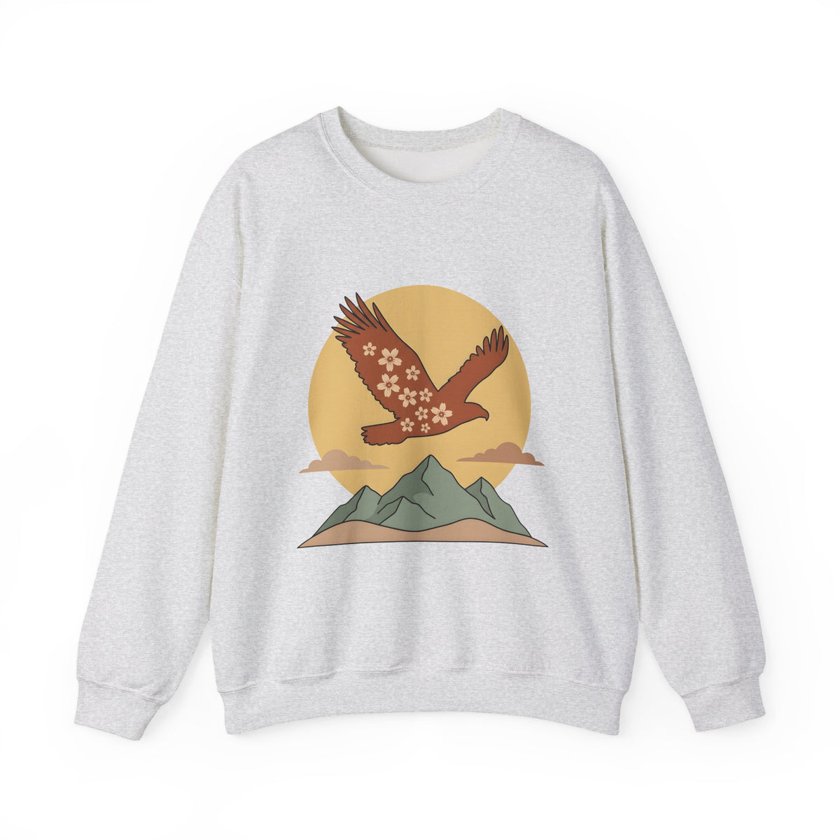 Floral Eagle Sweatshirt Boho Chic Nature Gift Women Boho Sweatshirt Bird Sweatshirt Bohemian Fan Tribal Graphic Sweatshirt Minimalist Mountains Sweatshirt