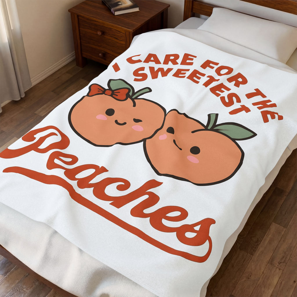 Adorable Peach Design Blanket Nurses Gratitude Gift Women Chibi Blanket Peach Blanket Nurse Enthusiast Cartoon Blanket Appreciation Graphic Comic