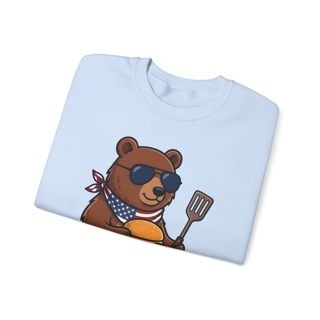Bear Sandwich Sweatshirt 4th Of July Grilling Gift Women Comic Sweatshirt Sandwich Sweatshirt Independence Fan Cartoon Sweatshirt Barbecue Graphic Vintage